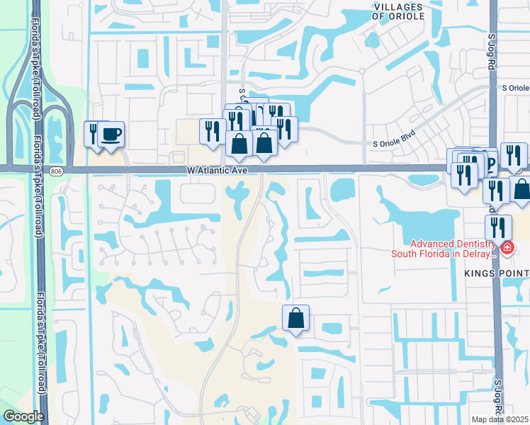 map of restaurants, bars, coffee shops, grocery stores, and more near 15315 Strathearn Drive in Delray Beach