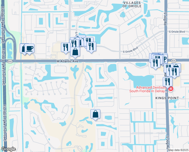 map of restaurants, bars, coffee shops, grocery stores, and more near 15095 Michelangelo Boulevard in Delray Beach