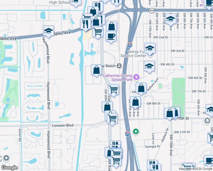 map of restaurants, bars, coffee shops, grocery stores, and more near 615 Southwest 20th Court in Delray Beach