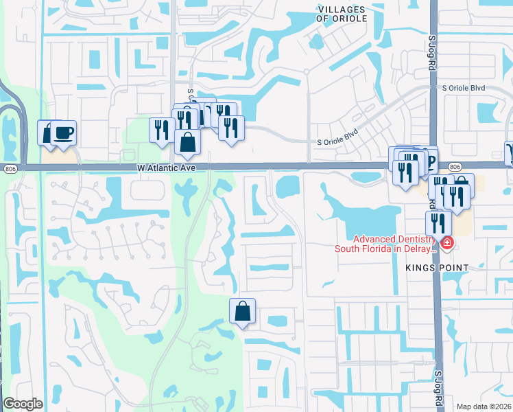 map of restaurants, bars, coffee shops, grocery stores, and more near 15095 Michelangelo Boulevard in Delray Beach