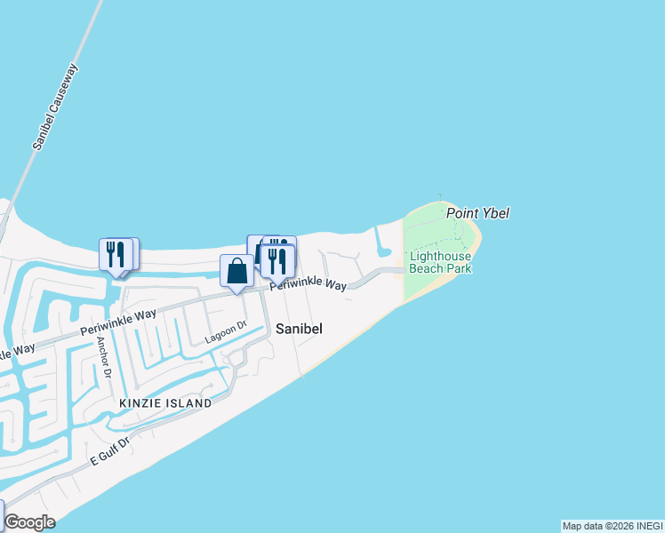 map of restaurants, bars, coffee shops, grocery stores, and more near 268 Ferry Landing Drive in Sanibel