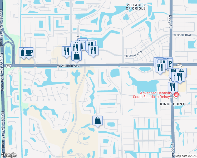 map of restaurants, bars, coffee shops, grocery stores, and more near 15095 Michelangelo Boulevard in Delray Beach