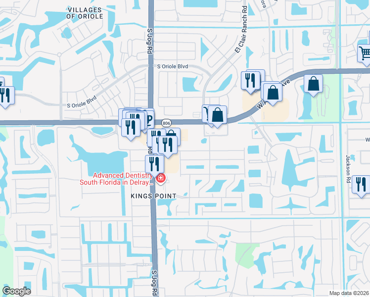 map of restaurants, bars, coffee shops, grocery stores, and more near 15050 Jog Road in Delray Beach