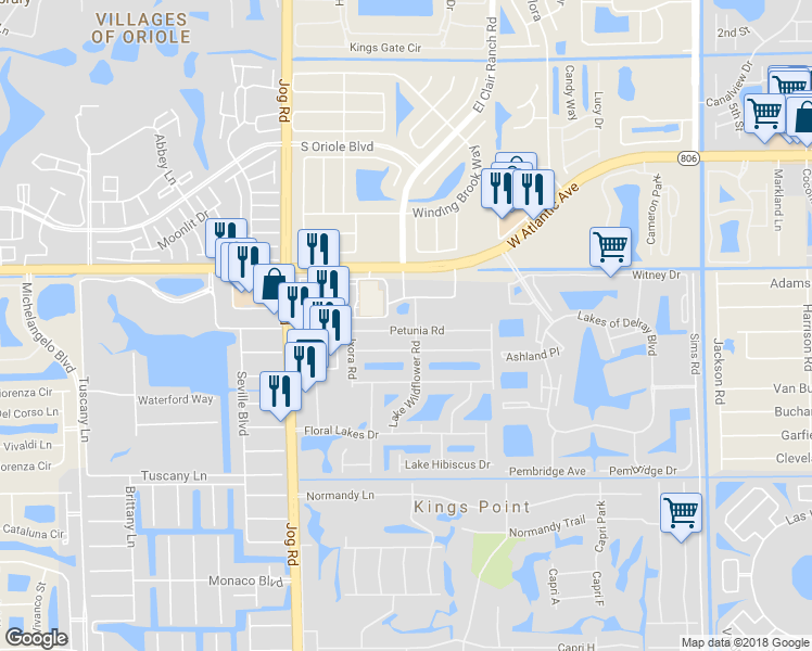 map of restaurants, bars, coffee shops, grocery stores, and more near 6200 West Atlantic Avenue in Delray Beach