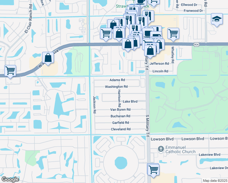 map of restaurants, bars, coffee shops, grocery stores, and more near 5278 Washington Road in Delray Beach