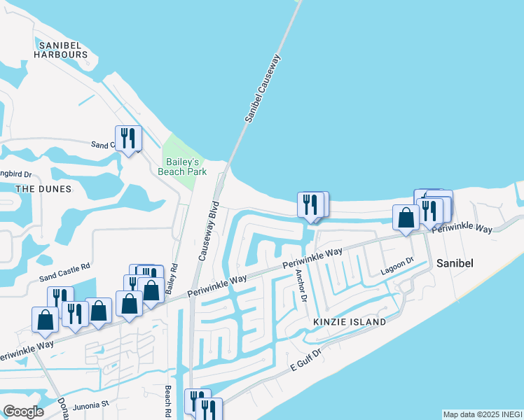 map of restaurants, bars, coffee shops, grocery stores, and more near 772 Sextant Drive in Sanibel
