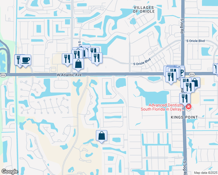 map of restaurants, bars, coffee shops, grocery stores, and more near 15005 Michelangelo Boulevard in Delray Beach