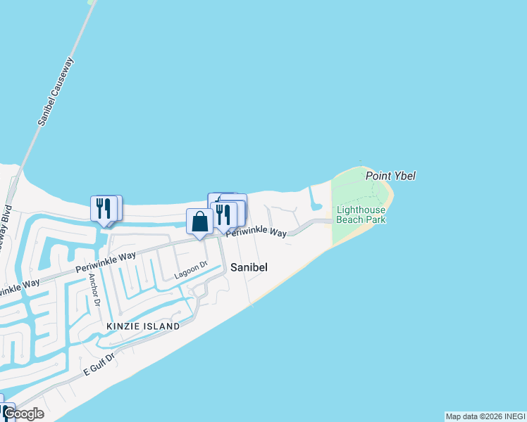 map of restaurants, bars, coffee shops, grocery stores, and more near 1245 Ferry Road in Sanibel
