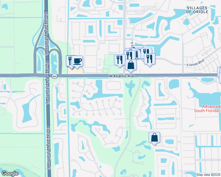 map of restaurants, bars, coffee shops, grocery stores, and more near 7611 Eagle Point Drive in Delray Beach