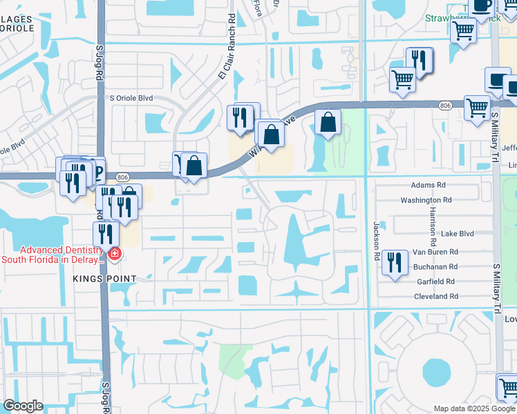 map of restaurants, bars, coffee shops, grocery stores, and more near in Kings Point