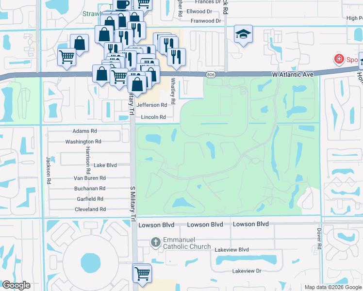 map of restaurants, bars, coffee shops, grocery stores, and more near 4910 Sherwood Forest Drive in Delray Beach