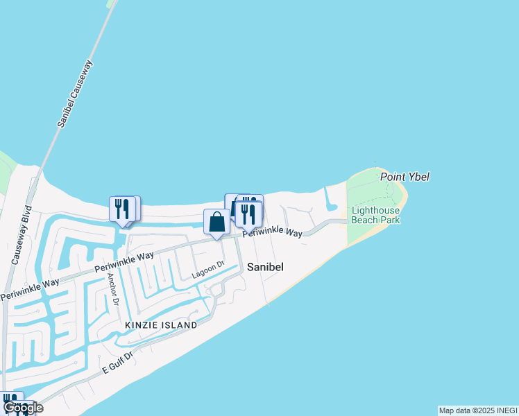map of restaurants, bars, coffee shops, grocery stores, and more near 1248 Buttonwood Lane in Sanibel