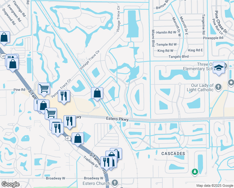 map of restaurants, bars, coffee shops, grocery stores, and more near 8786 Largo Mar Drive in Fort Myers
