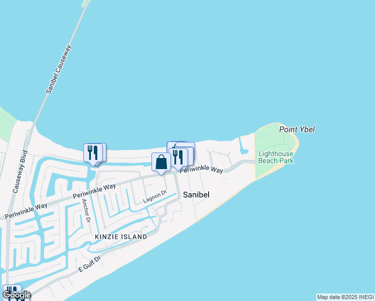 map of restaurants, bars, coffee shops, grocery stores, and more near 1248 Buttonwood Lane in Sanibel