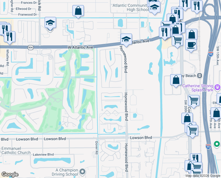 map of restaurants, bars, coffee shops, grocery stores, and more near 2796 Southwest 6th Street in Delray Beach