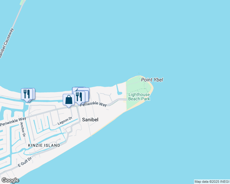 map of restaurants, bars, coffee shops, grocery stores, and more near 210 Periwinkle Way in Sanibel