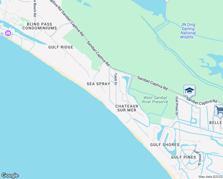 map of restaurants, bars, coffee shops, grocery stores, and more near 1360 Jamaica Drive in Sanibel