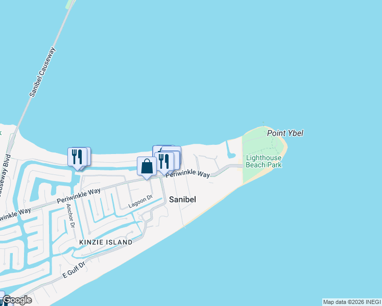 map of restaurants, bars, coffee shops, grocery stores, and more near 1245 Ferry Road in Sanibel