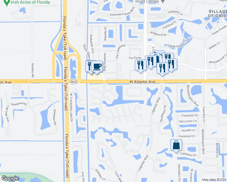 map of restaurants, bars, coffee shops, grocery stores, and more near 7860 Lexington Club Boulevard in Delray Beach