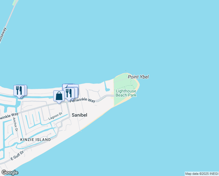 map of restaurants, bars, coffee shops, grocery stores, and more near 210 Periwinkle Way in Sanibel