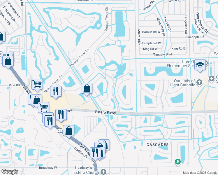 map of restaurants, bars, coffee shops, grocery stores, and more near 8781 Largo Mar Drive in Fort Myers
