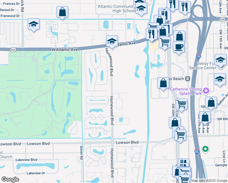 map of restaurants, bars, coffee shops, grocery stores, and more near 433 Homewood Boulevard in Delray Beach
