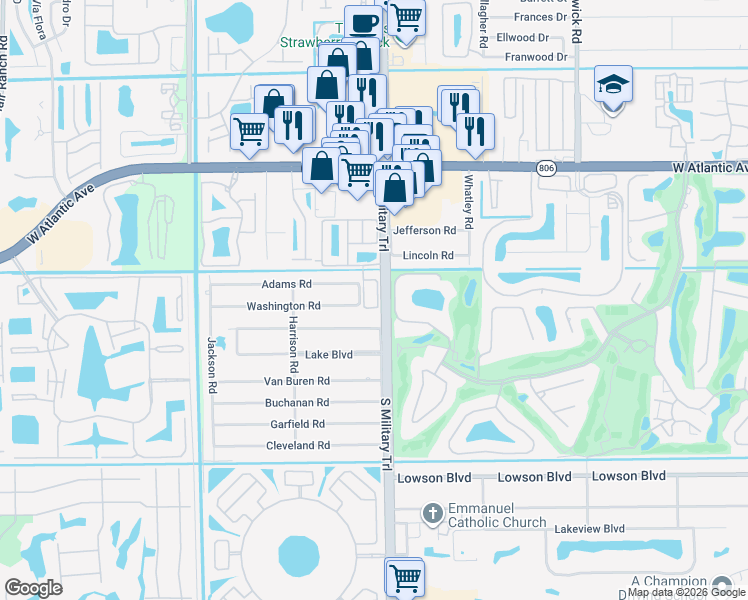 map of restaurants, bars, coffee shops, grocery stores, and more near 238 East Chrystie Circle in Delray Beach