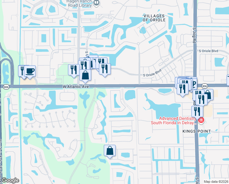 map of restaurants, bars, coffee shops, grocery stores, and more near 15065 Michelangelo Boulevard in Delray Beach