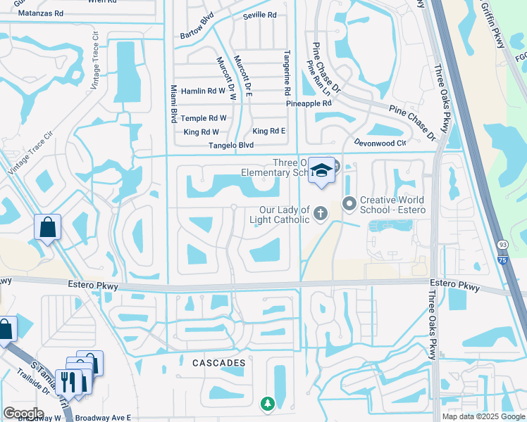 map of restaurants, bars, coffee shops, grocery stores, and more near 9409 La Bianco Street in Fort Myers