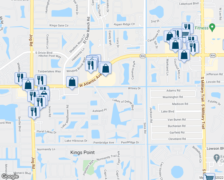 map of restaurants, bars, coffee shops, grocery stores, and more near 118 Vía Flora in Delray Beach