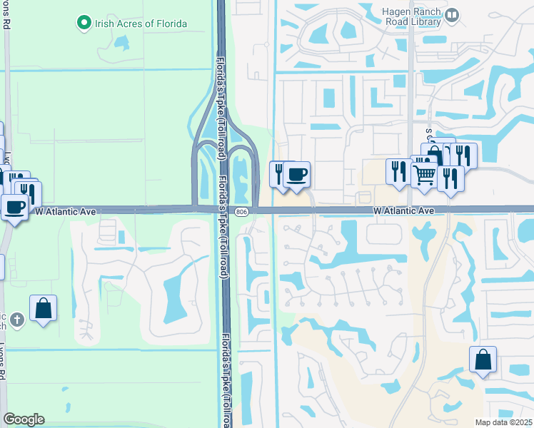 map of restaurants, bars, coffee shops, grocery stores, and more near in Palm Beach County