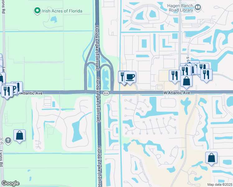 map of restaurants, bars, coffee shops, grocery stores, and more near in Palm Beach County