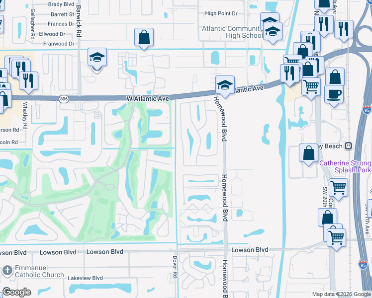 map of restaurants, bars, coffee shops, grocery stores, and more near 497 Southwest 29th Avenue in Delray Beach