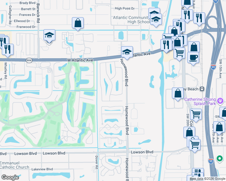 map of restaurants, bars, coffee shops, grocery stores, and more near 493 Southwest 28th Avenue in Delray Beach