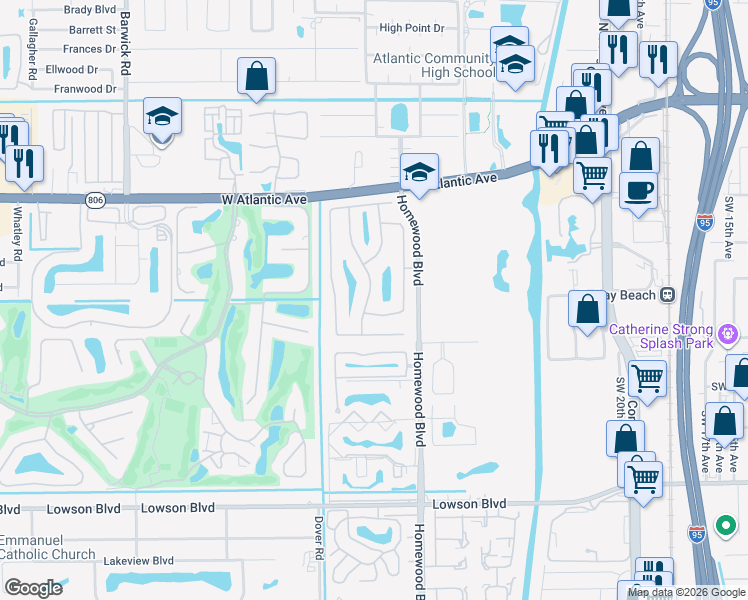 map of restaurants, bars, coffee shops, grocery stores, and more near 493 Southwest 28th Avenue in Delray Beach