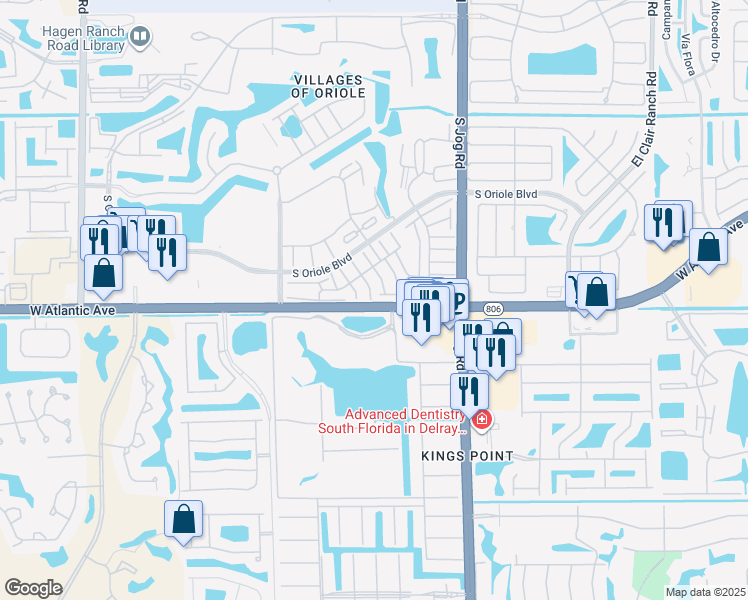 map of restaurants, bars, coffee shops, grocery stores, and more near 6780 Moonlit Drive in Delray Beach
