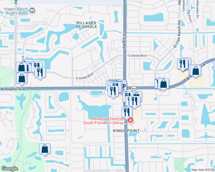 map of restaurants, bars, coffee shops, grocery stores, and more near 14970 Wildflower Lane in Delray Beach