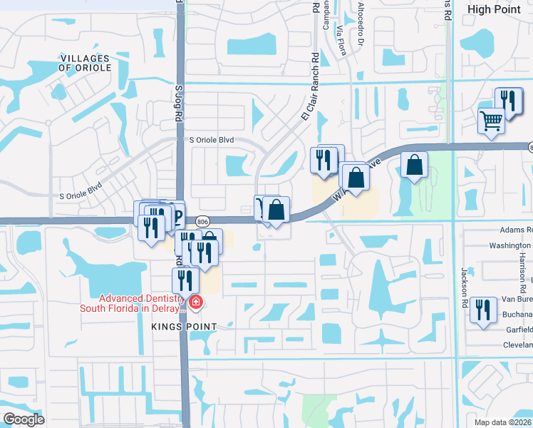 map of restaurants, bars, coffee shops, grocery stores, and more near in Palm Beach County
