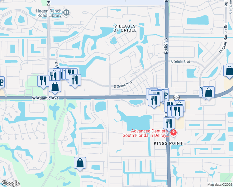 map of restaurants, bars, coffee shops, grocery stores, and more near 6850 Moonlit Drive in Delray Beach