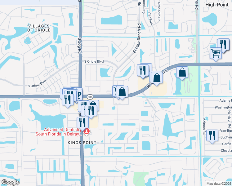 map of restaurants, bars, coffee shops, grocery stores, and more near in Palm Beach County