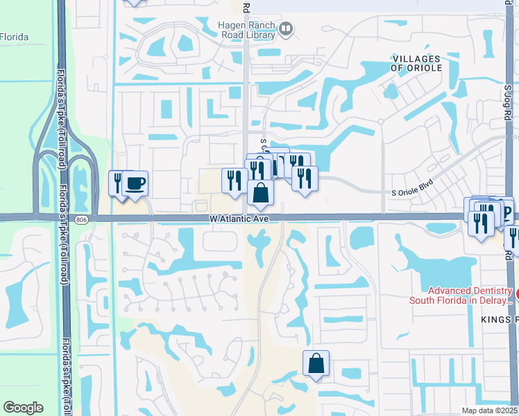 map of restaurants, bars, coffee shops, grocery stores, and more near in Palm Beach County