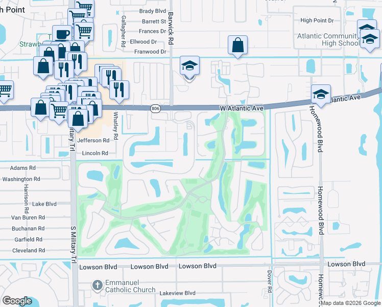 map of restaurants, bars, coffee shops, grocery stores, and more near 380 Sherwood Forest Drive in Delray Beach