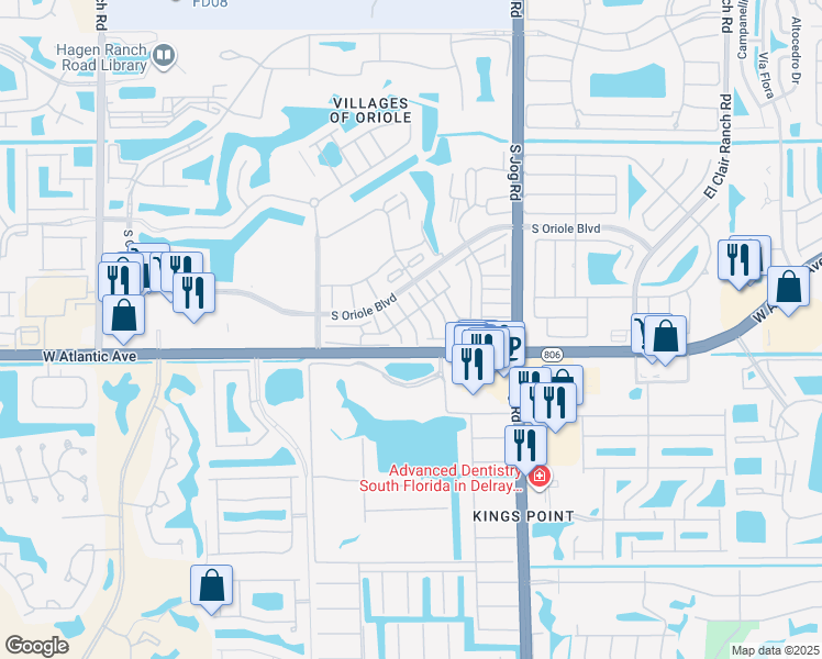 map of restaurants, bars, coffee shops, grocery stores, and more near 6780 Moonlit Drive in Delray Beach