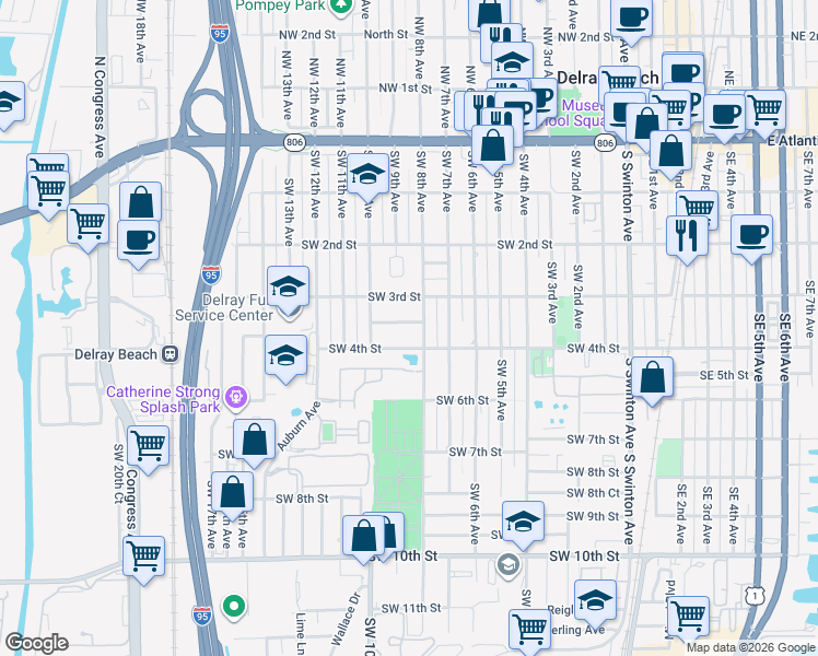map of restaurants, bars, coffee shops, grocery stores, and more near 812 Southwest 3rd Court in Delray Beach