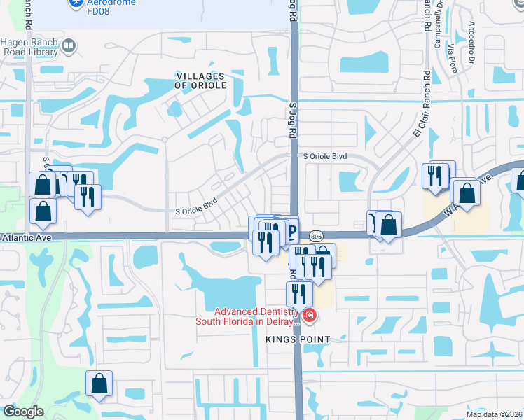 map of restaurants, bars, coffee shops, grocery stores, and more near 6678 Moonlit Drive in Delray Beach