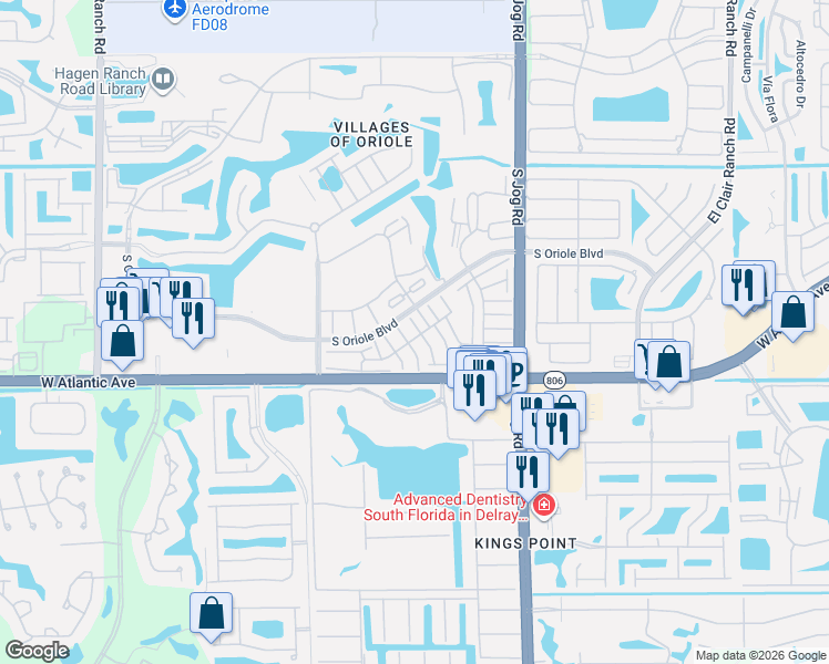 map of restaurants, bars, coffee shops, grocery stores, and more near 6733 Moonlit Dr in Delray Beach