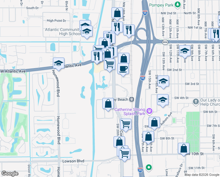 map of restaurants, bars, coffee shops, grocery stores, and more near 250 Congress Park Drive in Delray Beach