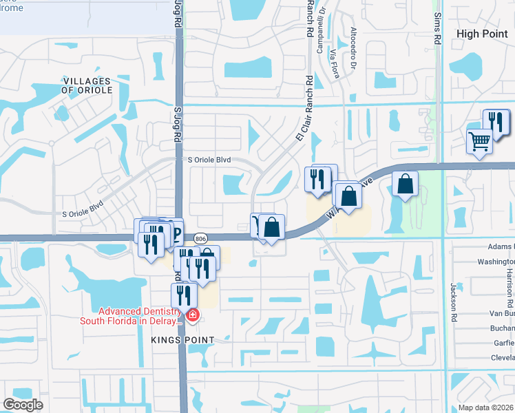 map of restaurants, bars, coffee shops, grocery stores, and more near 14879 Peppermill Lane in Delray Beach