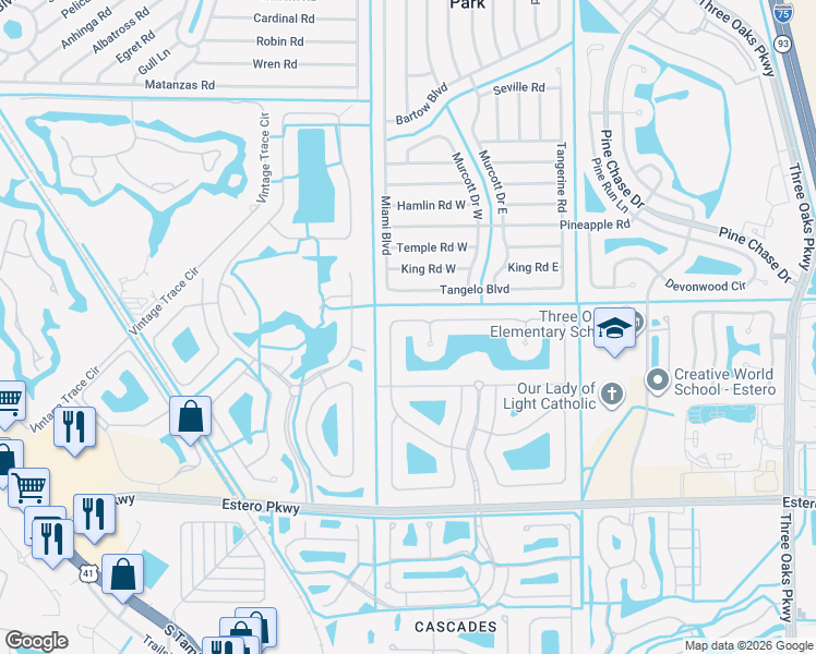 map of restaurants, bars, coffee shops, grocery stores, and more near 9081 Astonia Way in Fort Myers