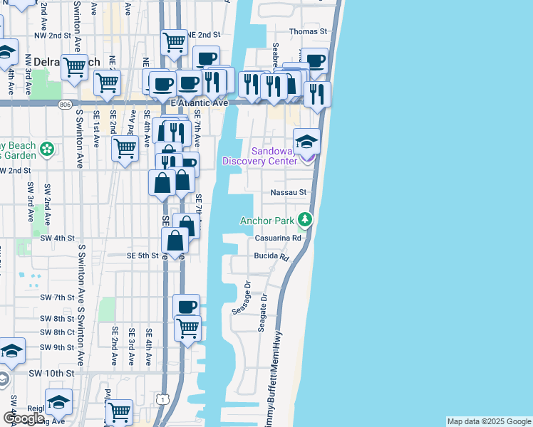map of restaurants, bars, coffee shops, grocery stores, and more near 315 Venetian Drive in Delray Beach